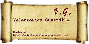 Valentovics Gusztáv névjegykártya