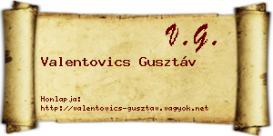 Valentovics Gusztáv névjegykártya